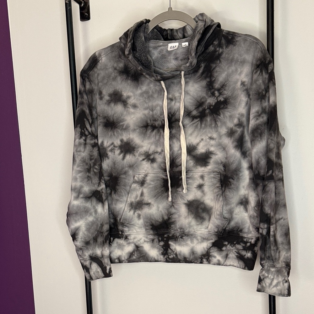 GAP Tie-Dye Hoodie Sweatshirt | Gray Black